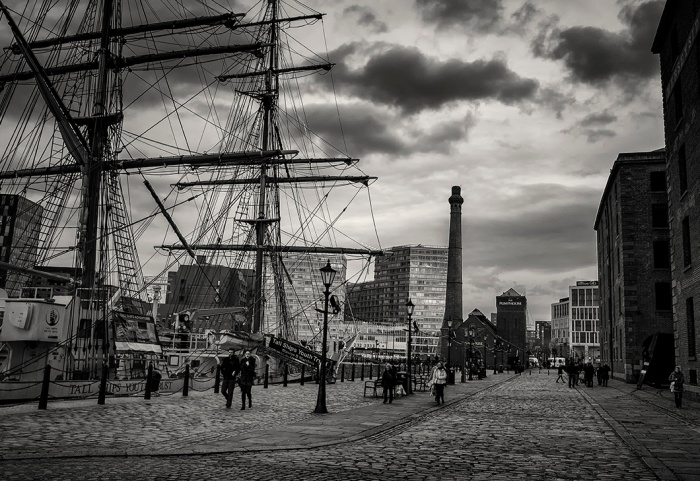 Canning Half Tide Dock and the tall ship Stavros S Niarchos, Liverpool, england. 