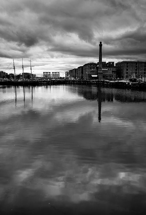 Canning Dock, clouds and reflections, Liverpool, England
